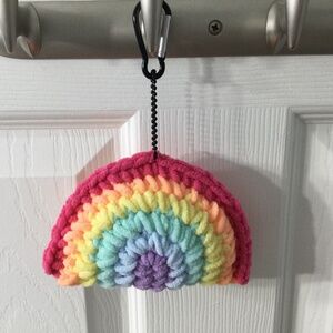 Cute Amigurumi Crochet Rainbow Plush Bag Charm